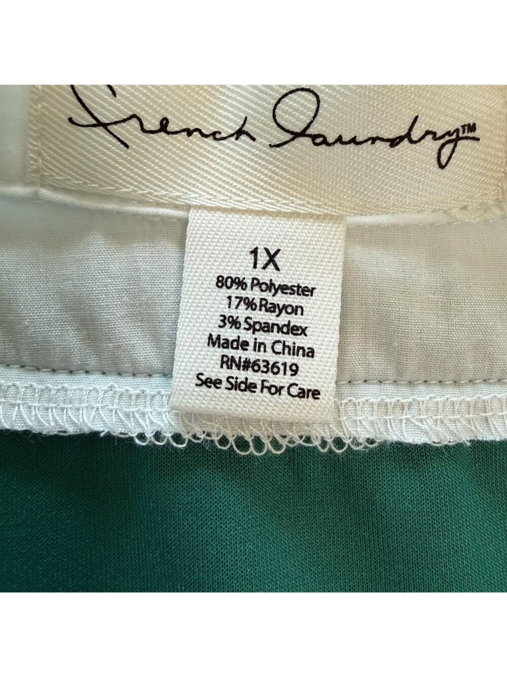 Vtg French Laundry Womens 1X Top Green Layered-Look Buttons White Collar 3/4 - Picture 8 of 15